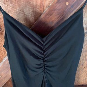 Black Ruched Strappy Wet Seal Peplum Jumpsuit